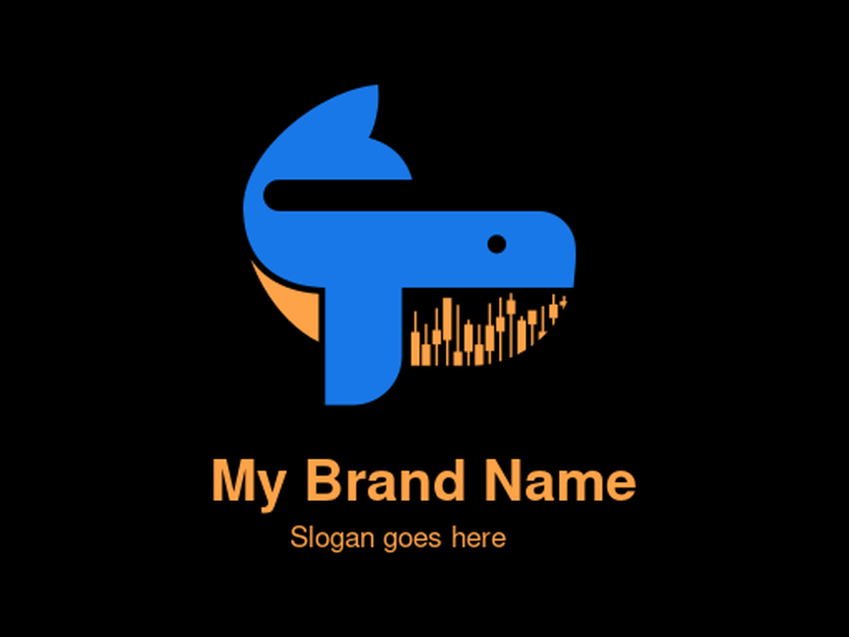 Blue Whale Candlestick Chart Financial Trading Logo - Stock Market Investment Analytics & Data Visualization